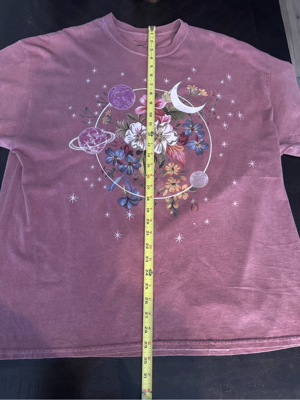 Oversized Floral Moon Graphic Tee - Dusty Rose - Picture 5 of 8